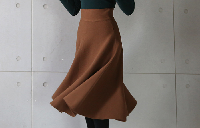 high waist Knit Flare Skirt