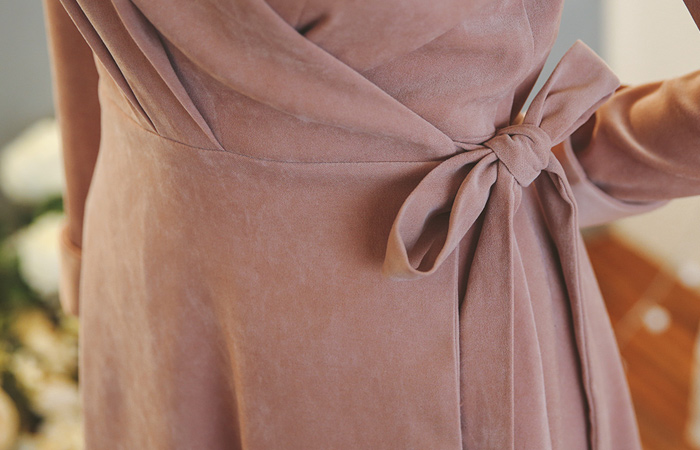 Suede wrap Flare Dress