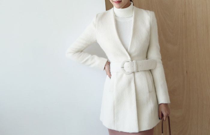 Mohair coat Belted Half