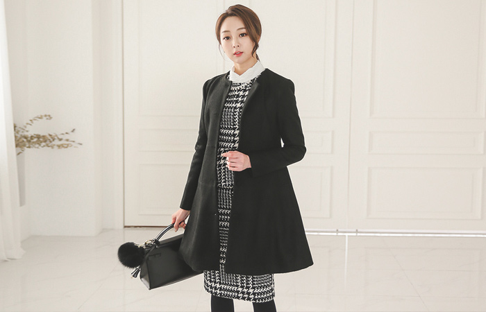 Raund neck stitch Aline Coat