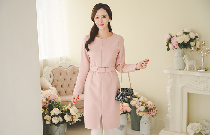 Armand wide belt wool dress