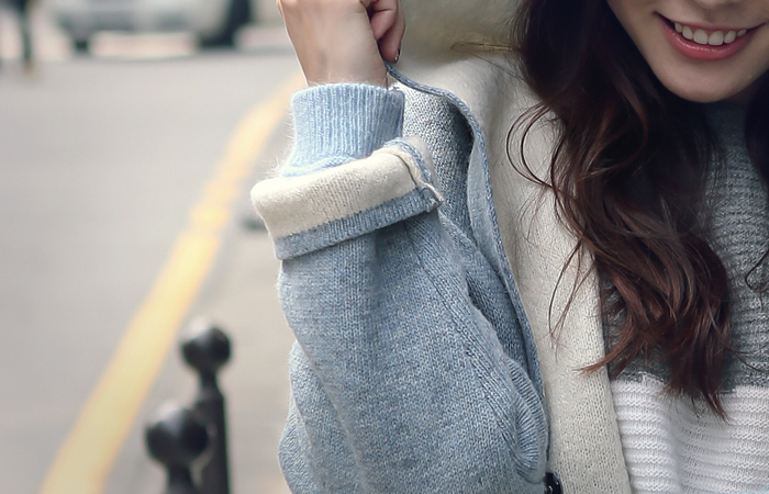 pastel Hood knitted coat