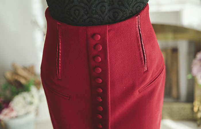 High Line MIDI button wool skirt