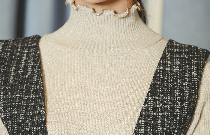 Shinee pearl See-through look Slit Knit