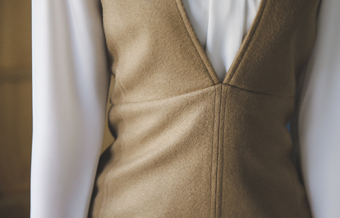 Slim Body Suspenders Wool Dress