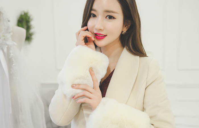 Mink fur cuff Slim Coat