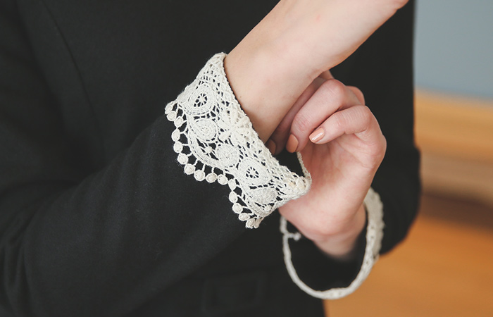 Romantic lace collar Wool Dress