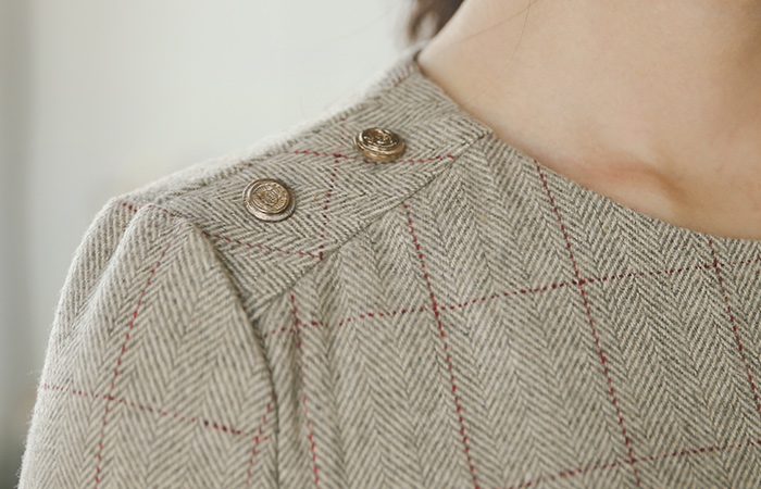 Herringbone Check Wool Dress