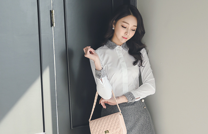 Tweed color combination Cotton span Blouse