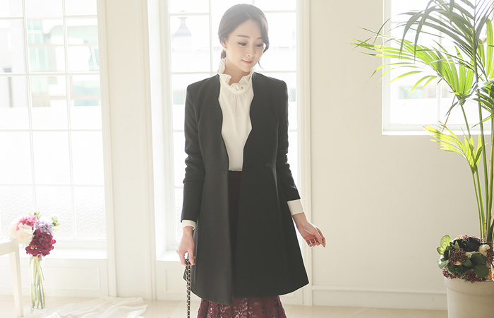 Wave Line Chain Belt Long Jacket (Sold-Out)