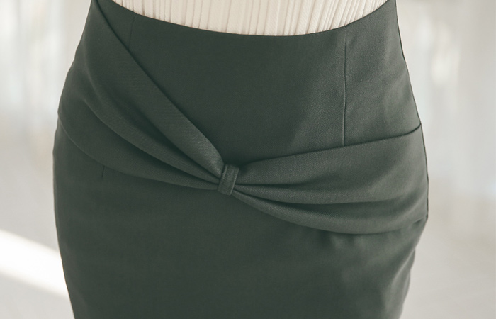 High knot bowknot Midi Skirt