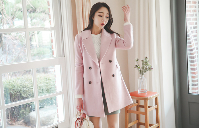 pastel stitch double Coat