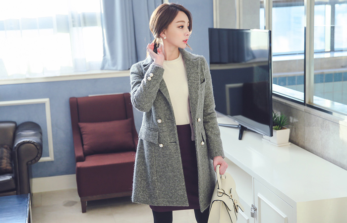 pearl Double-button mohair Coat