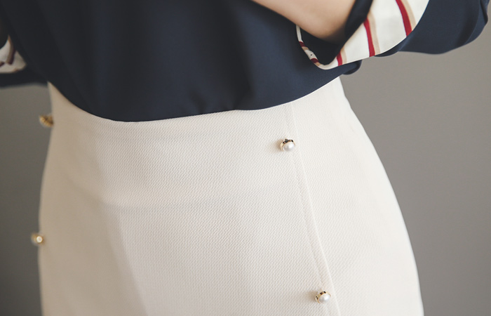 pearl buttons line trousers pants