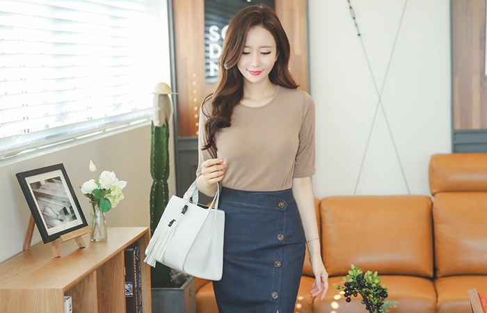 Natural Tensel Tower & Cardigan SET