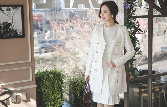 Double-button Gold Tweed Jacket