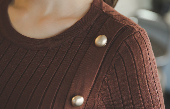 Gold buttons Mermaid Long knit Dress