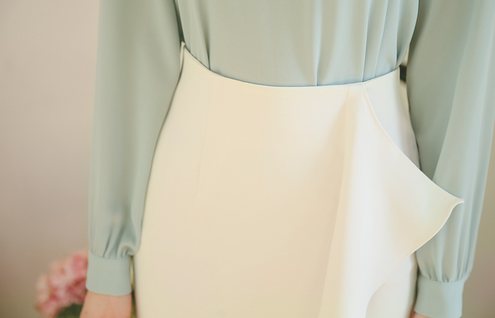 Elena Ruffle Skirt slit line