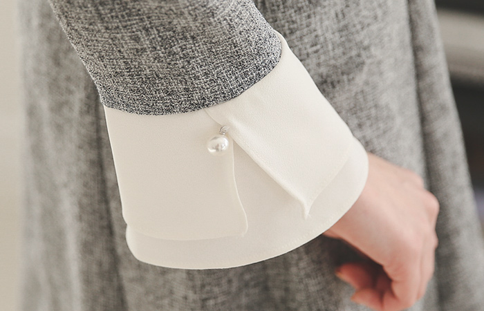 feminine pearl cuff Flare Dress