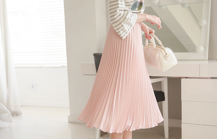 Spring Accordion Pleats Skirt