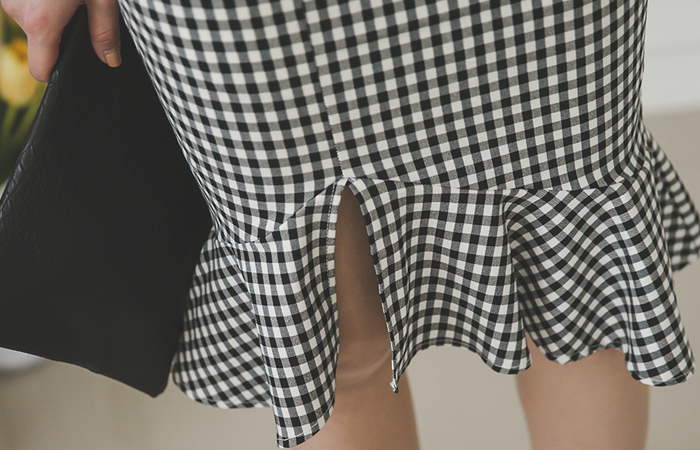 Check Slit Mermaid Skirt