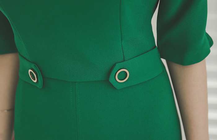 Boat Neck Dress Gold ring slit bijyo