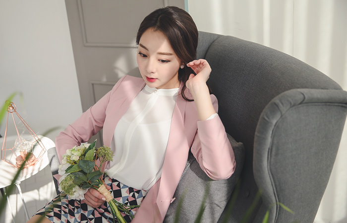 Origami No collar short jacket