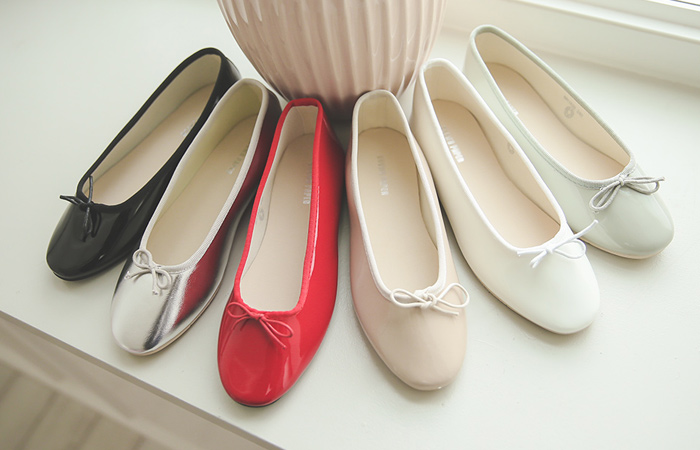 [Models wear31] Merry mi bowknot Flat shoes (Enamel)