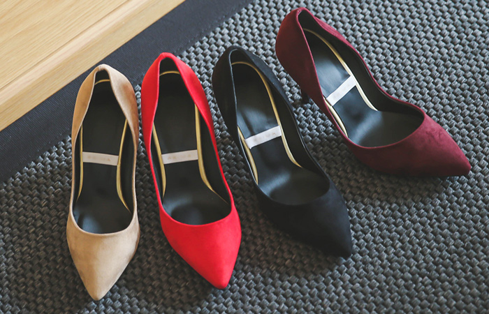 [Models wear30 tea] Suede cushion stilettos (2cm / 7cm / 9cm)