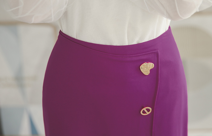 Formal multi button wrap skirt