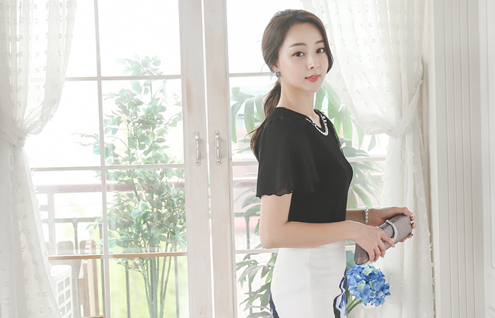 Mesh Wing Necklace Blouse Top