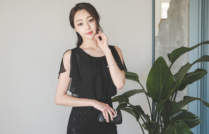 Slit Chiffon Top Race Dress