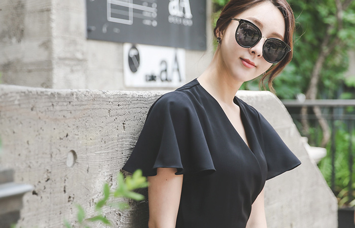 Dress Wing Sleeve Wrap Jump Suit