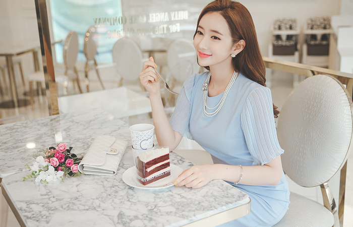 Feminine Chiffon Pleats Sleeve Dress