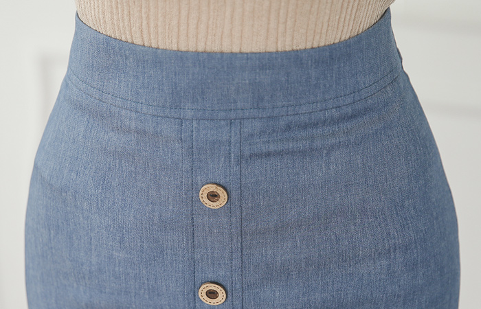 Cool denim slit button Skirt