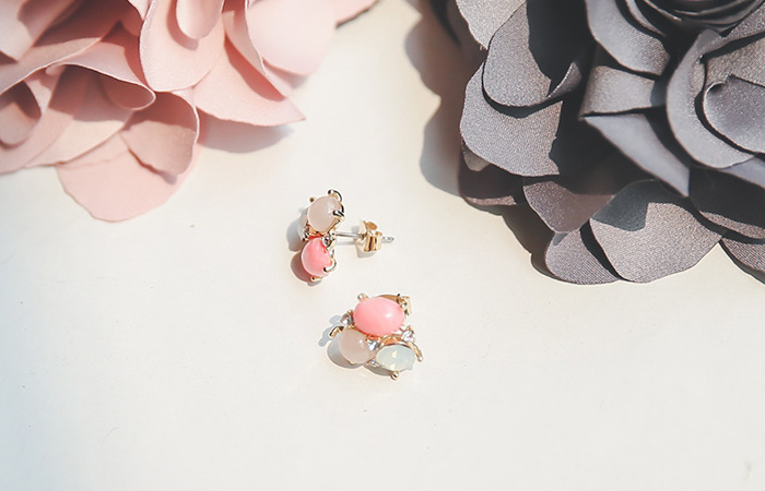 onyx & opal handicraft earring