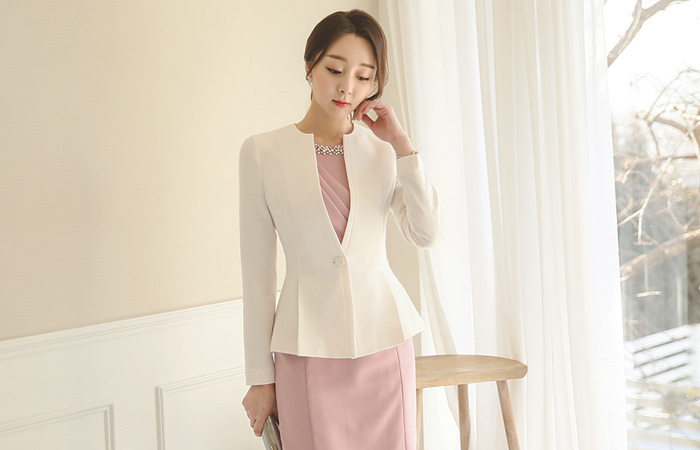 simple Round pin tuck Pleats Jacket