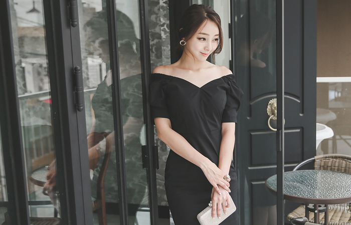 Heart Neck Bending Shoulder Linen Cotton Dress