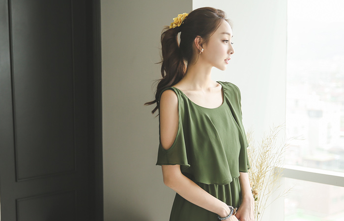 Chiffon Cape Top Sleeve Top Long one piece