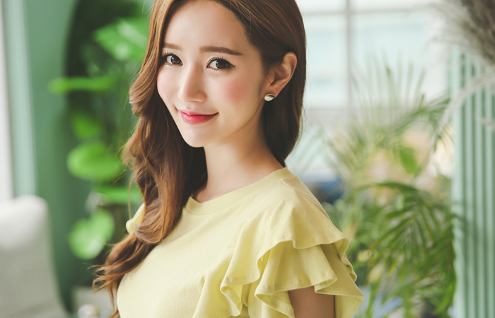 Tiered Ruffle Sleeve Round T-shirt