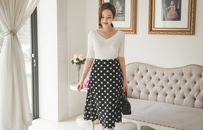 Retro Dot Aline Skirt