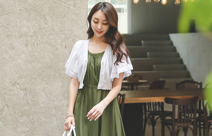 Bolero short cardigan with wing sleeves