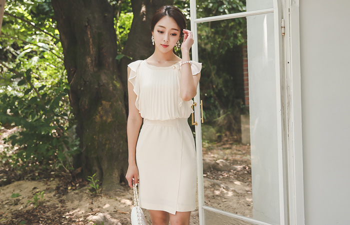 Ruffle Pleats Chiffon Top Dress