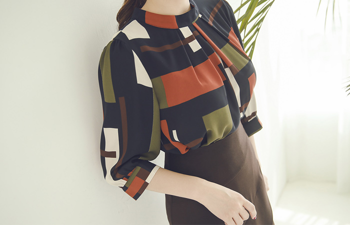 British Patterns Half Neck Blouse