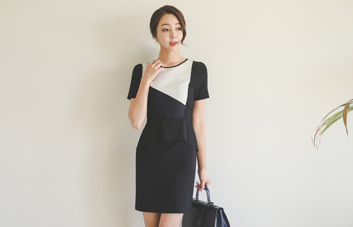 Wrinkle chiffon color combination Peppermint Dress