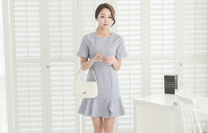 Romantic Hem Ruffle Twill Dress