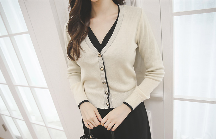 Classic Gold Button color combination Cardigan