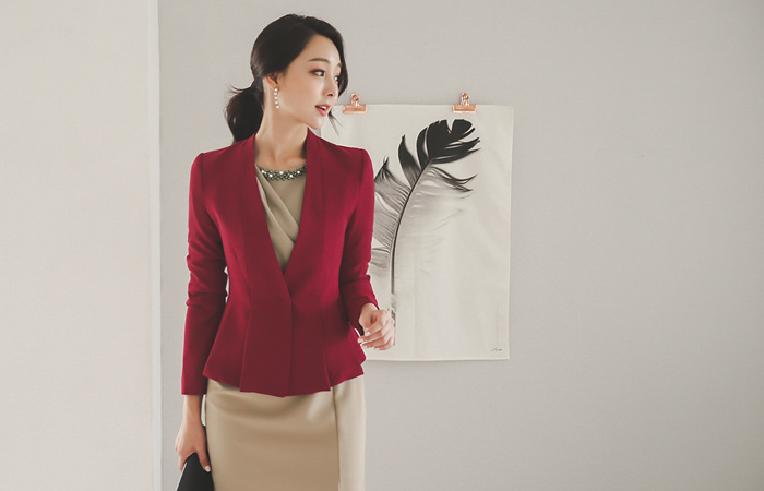 Pleats Pepper No collar Jacket