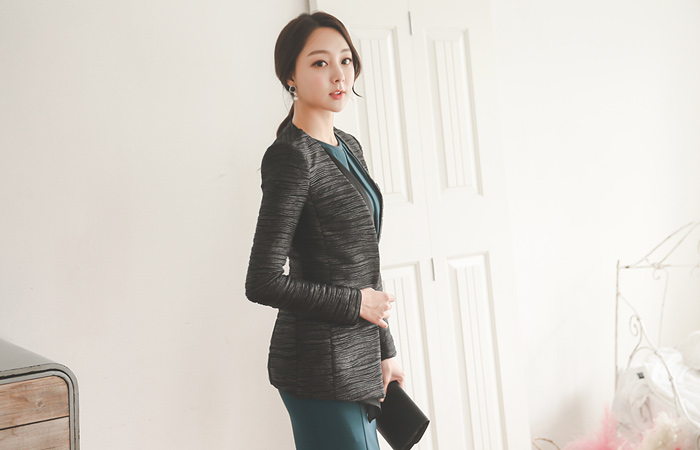 Metallic Scarf Trimming Jacket