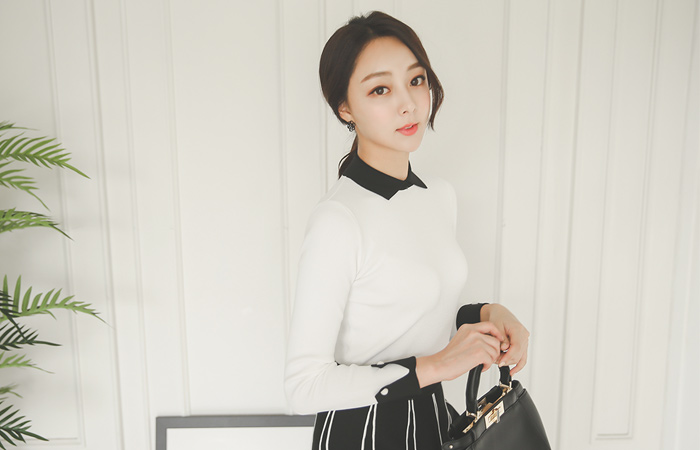 Koko flat color color combination Knit